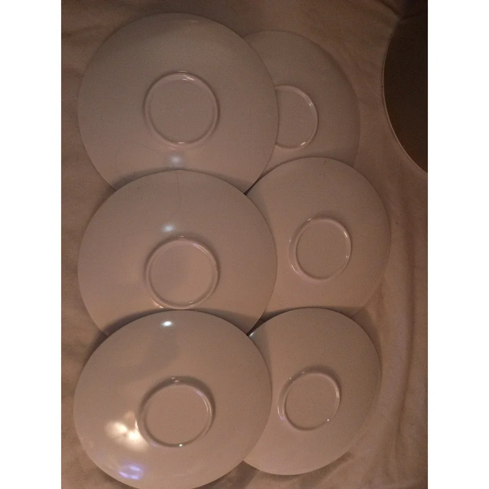 Vintage Blue Rose Melamine Saucers Set of 6 Floral Mid Century Modern Plates